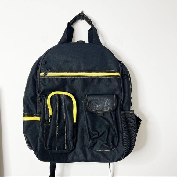 Spencer’s Tech Backpack with Power Bank Laptop Sleeve Black/Yellow - Picture 1 of 9
